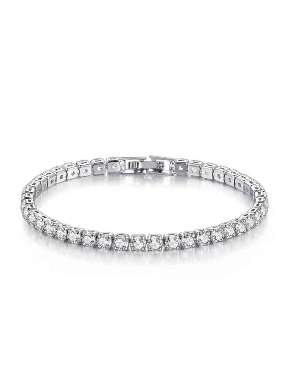 Tennis chain Bracelet - Silver - CZs - 3mm / 7"